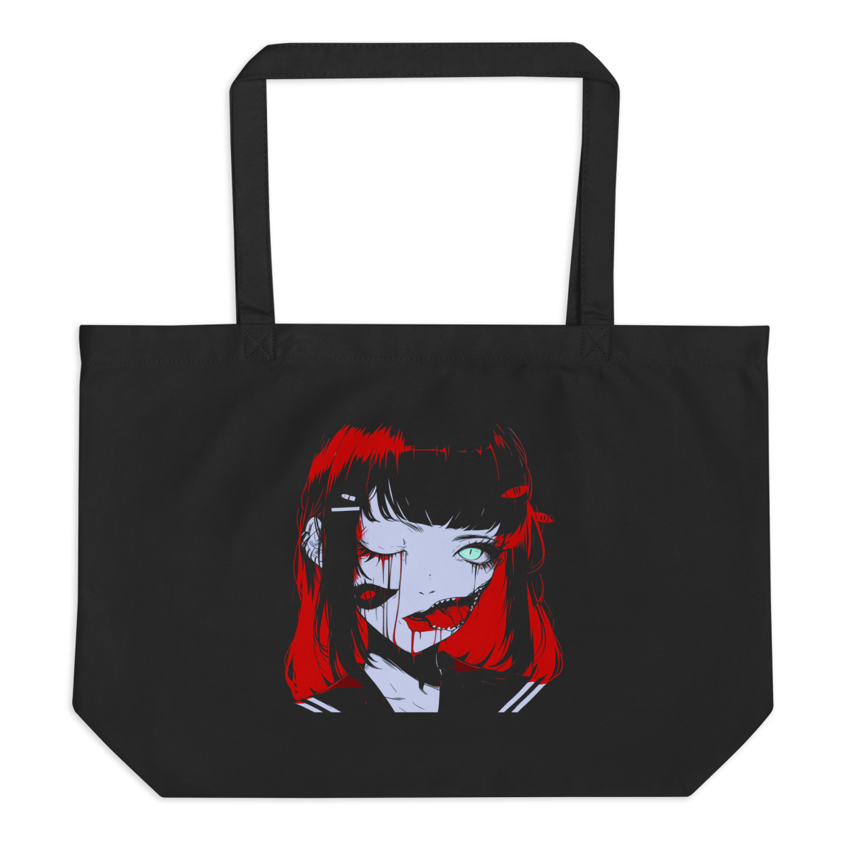 J - Horror Girl 1 - Large Organic Tote Bag - Brunirax Shoptote bag