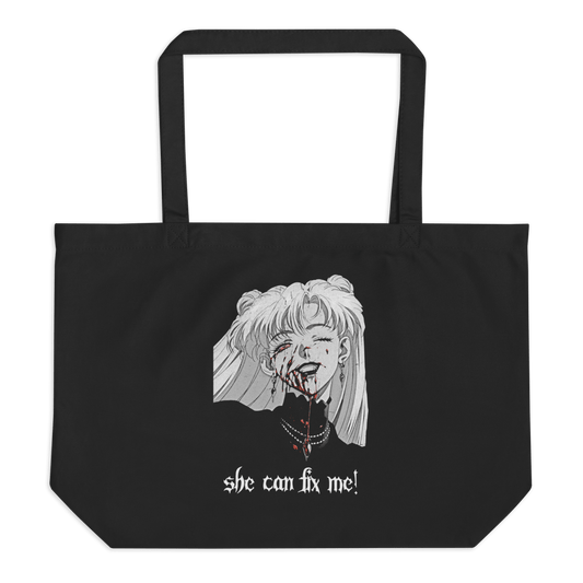 Nadia Vampire Lady "Fix Me" 2 - Large Organic Tote Bag - Brunirax Shoptote bag