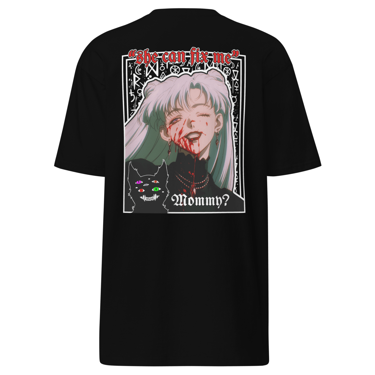 Nadia Vampire Lady "Fix Me" Front/Back Special - Premium Heavyweight 220g T-Shirt - Brunirax Shop