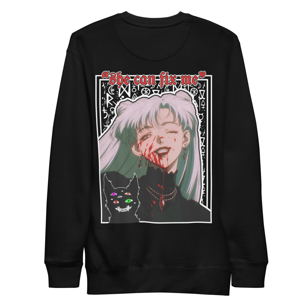 Nadia Vampire Lady "Fix Me" Front/Back Special - Unisex Sweatshirt - Brunirax Shop