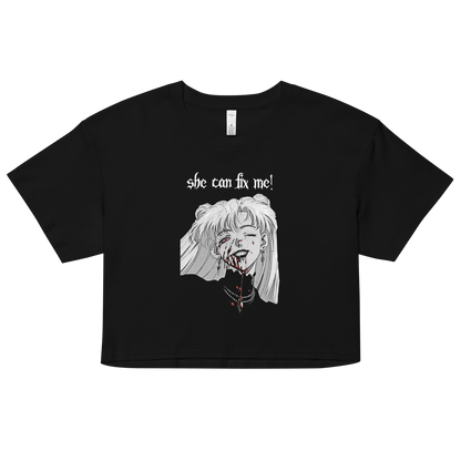 Nadia Vampire Lady "Fix Me" - Relaxed Fit Heavy Weight - Crop Top - Brunirax Shop