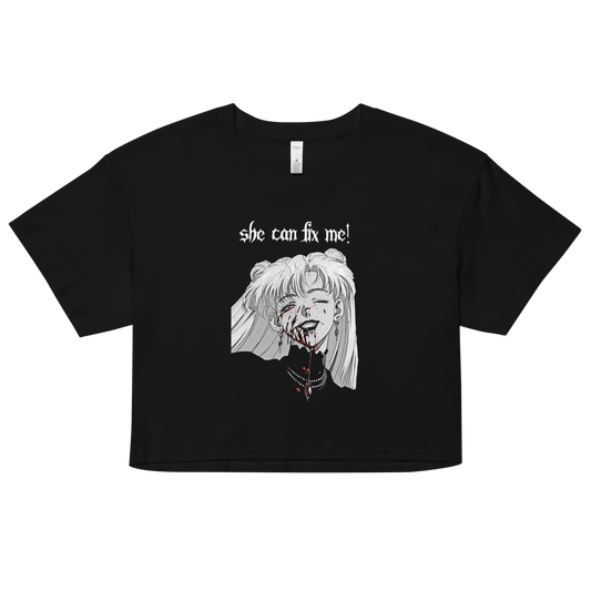 Nadia Vampire Lady "Fix Me" - Relaxed Fit Heavy Weight - Crop Top - Brunirax Shop