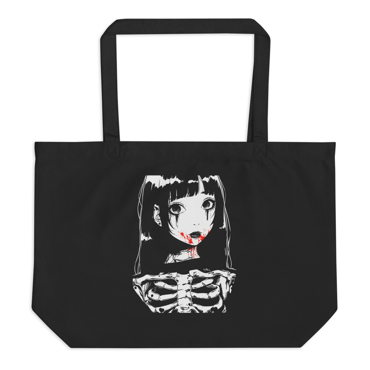 Skeleton Girl - Large Organic Tote Bag - Brunirax Shoptote bag