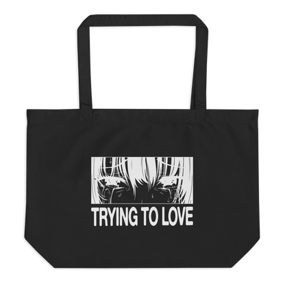 Trying To Love - Large Organic Tote Bags - Brunirax Shoptote bag