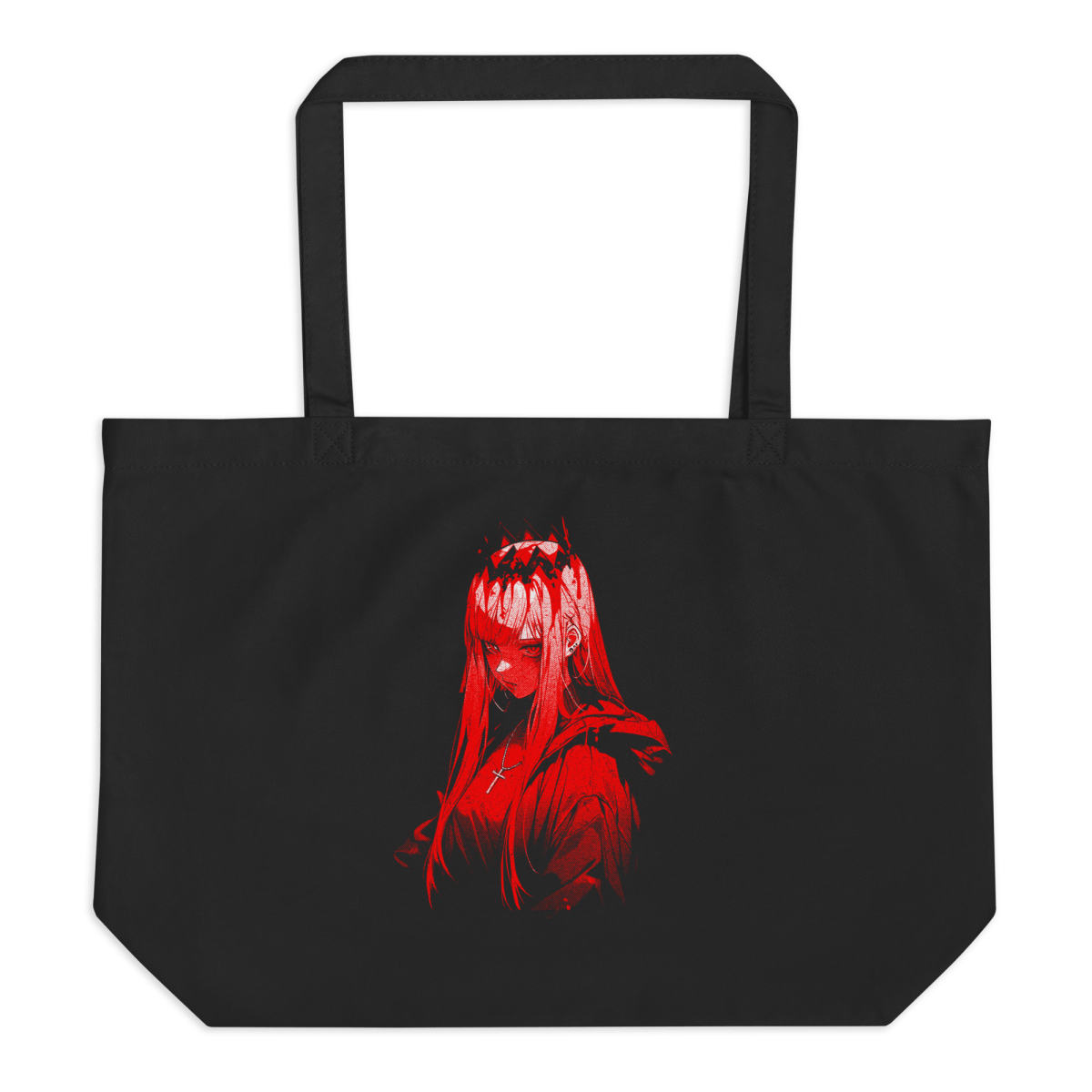 Vampire Pink Lady Crown - Large Organic Tote Bag - Brunirax Shoptote bag